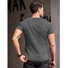 COOFANDY Men’s Muscle T Shirts Stretch Short Sleeve V Neck Bodybuilding Workout Tee Shirts Ribbed Knit Shirt(Dark Grey)