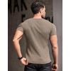 COOFANDY Men’s Muscle T Shirts Stretch Short Sleeve V Neck Bodybuilding Workout Tee Shirts Ribbed Knit Shirt(Dark Khaki)