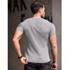 COOFANDY Men’s Muscle T Shirts Stretch Short Sleeve V Neck Bodybuilding Workout Tee Shirts Ribbed Knit Shirt(Grey)