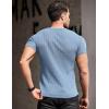 COOFANDY Men’s Muscle T Shirts Stretch Short Sleeve V Neck Bodybuilding Workout Tee Shirts Ribbed Knit Shirt(Light Blue)