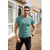 COOFANDY Men’s Muscle T Shirts Stretch Short Sleeve V Neck Bodybuilding Workout Tee Shirts Ribbed Knit Shirt(Light Green)
