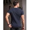 COOFANDY Men’s Muscle T Shirts Stretch Short Sleeve V Neck Bodybuilding Workout Tee Shirts Ribbed Knit Shirt(Navy Blue)