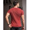 COOFANDY Men’s Muscle T Shirts Stretch Short Sleeve V Neck Bodybuilding Workout Tee Shirts Ribbed Knit Shirt(Red)