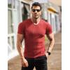 COOFANDY Men’s Muscle T Shirts Stretch Short Sleeve V Neck Bodybuilding Workout Tee Shirts Ribbed Knit Shirt(Red)