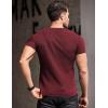 COOFANDY Men’s Muscle T Shirts Stretch Short Sleeve V Neck Bodybuilding Workout Tee Shirts Ribbed Knit Shirt(Wine Red)