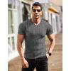 COOFANDY Men’s Muscle T Shirts Stretch Short Sleeve V Neck Bodybuilding Workout Tee Shirts Ribbed Knit Shirt(Wine Red/Dark Grey-2 Pack)