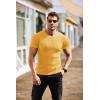 COOFANDY Men’s Muscle T Shirts Stretch Short Sleeve V Neck Bodybuilding Workout Tee Shirts Ribbed Knit Shirt(Yellow)