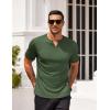 COOFANDY Mens Muscle T-Shirts V-Neck Slim Fit Workout Shirt Short Sleeve Longline Gym Athletic Tee Shirts(Army Green)