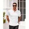 COOFANDY Mens Muscle T-Shirts V-Neck Slim Fit Workout Shirt Short Sleeve Longline Gym Athletic Tee Shirts(A-white)