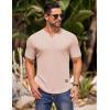 COOFANDY Mens Muscle T-Shirts V-Neck Slim Fit Workout Shirt Short Sleeve Longline Gym Athletic Tee Shirts(Beige)