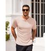 COOFANDY Mens Muscle T-Shirts V-Neck Slim Fit Workout Shirt Short Sleeve Longline Gym Athletic Tee Shirts(Beige)