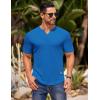 COOFANDY Mens Muscle T-Shirts V-Neck Slim Fit Workout Shirt Short Sleeve Longline Gym Athletic Tee Shirts(Blue)