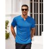 COOFANDY Mens Muscle T-Shirts V-Neck Slim Fit Workout Shirt Short Sleeve Longline Gym Athletic Tee Shirts(Blue)