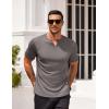 COOFANDY Mens Muscle T-Shirts V-Neck Slim Fit Workout Shirt Short Sleeve Longline Gym Athletic Tee Shirts(Dark Grey)