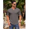COOFANDY Mens Muscle T-Shirts V-Neck Slim Fit Workout Shirt Short Sleeve Longline Gym Athletic Tee Shirts(Dark Grey)