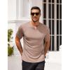 COOFANDY Mens Muscle T-Shirts V-Neck Slim Fit Workout Shirt Short Sleeve Longline Gym Athletic Tee Shirts(Khaki)