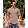 COOFANDY Mens Muscle T-Shirts V-Neck Slim Fit Workout Shirt Short Sleeve Longline Gym Athletic Tee Shirts(Khaki)