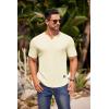 COOFANDY Mens Muscle T-Shirts V-Neck Slim Fit Workout Shirt Short Sleeve Longline Gym Athletic Tee Shirts(Light Beige)