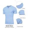 COOFANDY Mens Muscle T-Shirts V-Neck Slim Fit Workout Shirt Short Sleeve Longline Gym Athletic Tee Shirts(Light Blue)