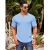 COOFANDY Mens Muscle T-Shirts V-Neck Slim Fit Workout Shirt Short Sleeve Longline Gym Athletic Tee Shirts(Light Blue)