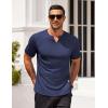 COOFANDY Mens Muscle T-Shirts V-Neck Slim Fit Workout Shirt Short Sleeve Longline Gym Athletic Tee Shirts(Navy Blue)