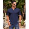 COOFANDY Mens Muscle T-Shirts V-Neck Slim Fit Workout Shirt Short Sleeve Longline Gym Athletic Tee Shirts(Navy Blue)