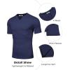 COOFANDY Mens Muscle T-Shirts V-Neck Slim Fit Workout Shirt Short Sleeve Longline Gym Athletic Tee Shirts(Navy Blue)