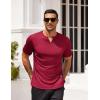 COOFANDY Mens Muscle T-Shirts V-Neck Slim Fit Workout Shirt Short Sleeve Longline Gym Athletic Tee Shirts(Wine Red)