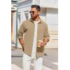 COOFANDY Men’s Overshirt Shacket Jacket Mens Textured Button Down Long Sleeve Shirts Fashion Jacket(Khaki)