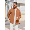 COOFANDY Men’s Overshirt Shacket Jacket Mens Textured Button Down Long Sleeve Shirts Fashion Jacket(Light Brown)