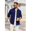 COOFANDY Men’s Overshirt Shacket Jacket Mens Textured Button Down Long Sleeve Shirts Fashion Jacket(Navy Blue)