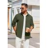 COOFANDY Men’s Overshirt Shacket Jacket Mens Textured Button Down Long Sleeve Shirts Fashion Jacket(Olive Green)