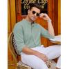 COOFANDY Men’s Oxford Shirts Long Sleeve Casual Button Down Shirts Band Collar Dress Shirt with Pocket(Green)