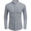 COOFANDY Men’s Oxford Shirts Long Sleeve Casual Button Down Shirts Band Collar Dress Shirt with Pocket(Light Grey)