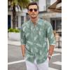 COOFANDY Men’s Oxford Shirts Long Sleeve Casual Button Down Shirts Band Collar Dress Shirt with Pocket(Palm Leaf Green)