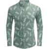 COOFANDY Men’s Oxford Shirts Long Sleeve Casual Button Down Shirts Band Collar Dress Shirt with Pocket(Palm Leaf Green)