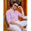 COOFANDY Men’s Oxford Shirts Long Sleeve Casual Button Down Shirts Band Collar Dress Shirt with Pocket(Pink)