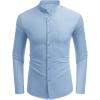 COOFANDY Men’s Oxford Shirts Long Sleeve Casual Button Down Shirts Band Collar Dress Shirt with Pocket(Sky Blue)