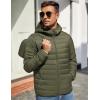 COOFANDY Mens Packable Puffer Jacket Lightweight Hooded Insulated Winter Coat Windproof Zipper Down Jacket(Army Green)