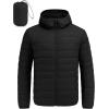 COOFANDY Mens Packable Puffer Jacket Lightweight Hooded Insulated Winter Coat Windproof Zipper Down Jacket(Black)