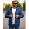 COOFANDY Mens Packable Puffer Jacket Lightweight Hooded Insulated Winter Coat Windproof Zipper Down Jacket(Denim Blue)