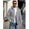 COOFANDY Mens Packable Puffer Jacket Lightweight Hooded Insulated Winter Coat Windproof Zipper Down Jacket(Light Gray)