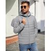 COOFANDY Mens Packable Puffer Jacket Lightweight Hooded Insulated Winter Coat Windproof Zipper Down Jacket(Light Gray)