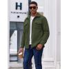 COOFANDY Men’s Polar Fleece Shirt Jacket Long Sleeve Casual Button Down Shirts Shacket with Pockets(Army Green)