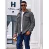 COOFANDY Men’s Polar Fleece Shirt Jacket Long Sleeve Casual Button Down Shirts Shacket with Pockets(Gray)