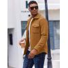COOFANDY Men’s Polar Fleece Shirt Jacket Long Sleeve Casual Button Down Shirts Shacket with Pockets(Light Brown)