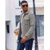 COOFANDY Men’s Polar Fleece Shirt Jacket Long Sleeve Casual Button Down Shirts Shacket with Pockets(Light Gray)