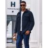 COOFANDY Men’s Polar Fleece Shirt Jacket Long Sleeve Casual Button Down Shirts Shacket with Pockets(Navy Blue)