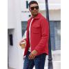 COOFANDY Men’s Polar Fleece Shirt Jacket Long Sleeve Casual Button Down Shirts Shacket with Pockets(Red)