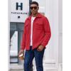 COOFANDY Men’s Polar Fleece Shirt Jacket Long Sleeve Casual Button Down Shirts Shacket with Pockets(Red)